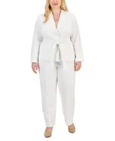 Le Suit Plus Belted Safari Jacket Pantsuit