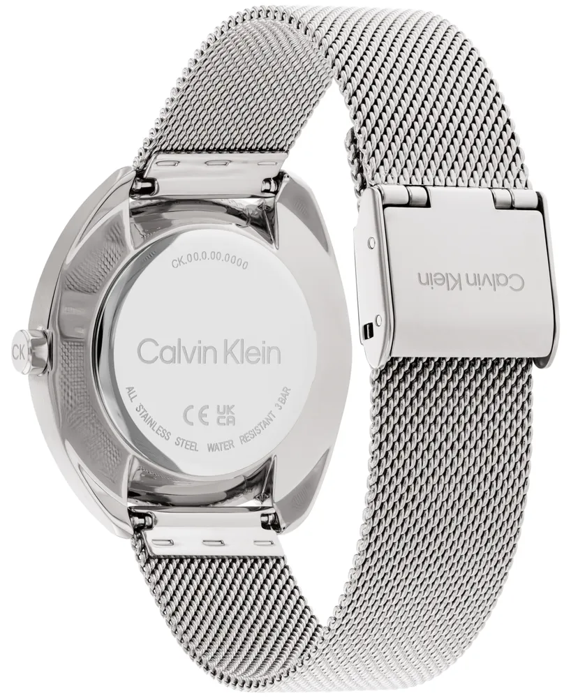 Calvin Klein Women's Silver-Tone Stainless Steel Mesh Bracelet Watch 34mm