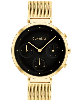 Calvin Klein Women's Gold-Tone Stainless Steel Mesh Bracelet Watch 36.5mm