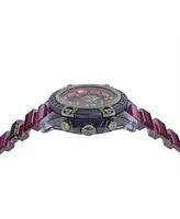 Versace Men's Swiss Chronograph Icon Active Transparent Purple Silicone Strap Watch 44mm