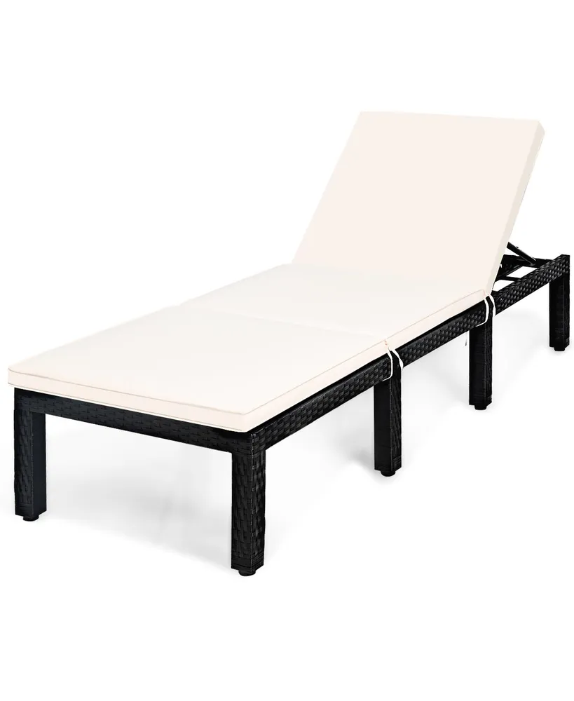 Costway Patio Lounge Chaise Cushioned Rattan Height Adjustable Garden