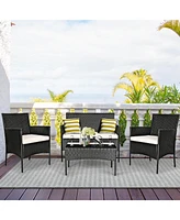 Patio 4PCS Furniture Set Rattan Wicker Outdoor