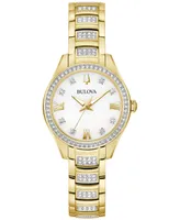 Bulova Women's Crystal Gold-Tone Stainless Steel Bracelet Watch 29mm - Gold