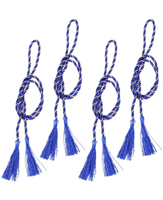 Sunnydaze Decor Rope Indoor and Outdoor Curtain Tiebacks - Blue - Set of 4