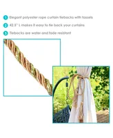 Sunnydaze Decor Indoor/Outdoor Rope Curtain Tiebacks - Copper - Set of 2