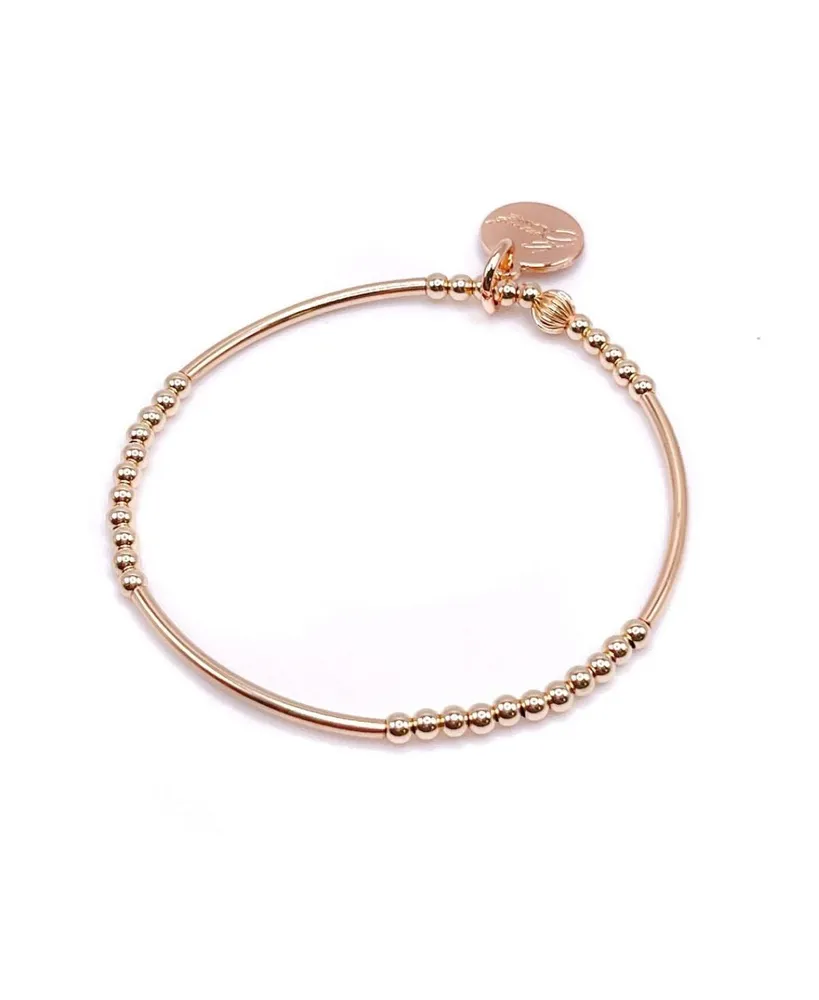 Bowood Lane Non-Tarnishing Gold filled, 3mm Gold Ball and Gold Tube Stretch Bracelet