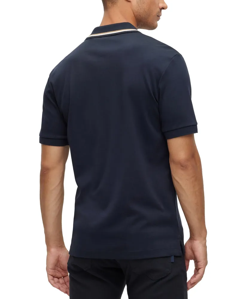 Boss by Hugo Men's Cotton Striped Collar Slim-Fit Polo Shirt