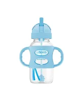 Dr. Browns Baby Wide-Neck Sippy Straw Bottle with 100% Silicone Handles, 9oz