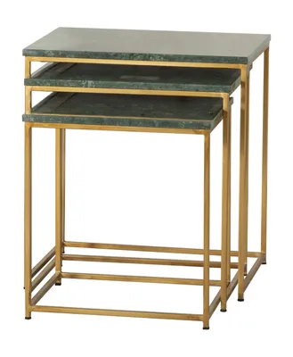 Coaster Home Furnishings 3 Piece Marble Top Nesting Table - Green, Antique