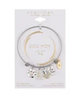 Unwritten 14K Gold Two Tone Flash-Plated Crystal Live Love Bark Dog Mom Multi Charm Bangle Bracelet