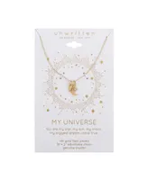 Unwritten 14K Gold Flash-Plated Genuine Crystal Star, Heart, and Moon Charm Pendant Necklace
