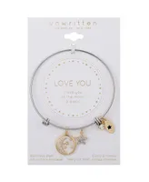 Unwritten Moon and Crystal Star Charm Bangle - Gold-Plated, Two