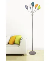 Lightaccents Modern Multi Head Floor Lamp 5 Light Adjustable Medusa Standing Lamp (Silver, Multi Color Shades)