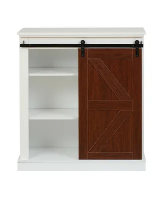 Luxen Home 15.44" Wood, Medium Density Fiberboard 1-Sliding Barn Door Storage Cabinet