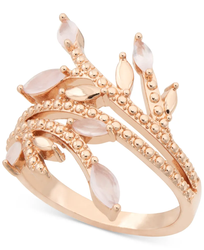 Charter Club Rose Gold-Tone Crystal Flower Sprig Ring, Created for Macy's