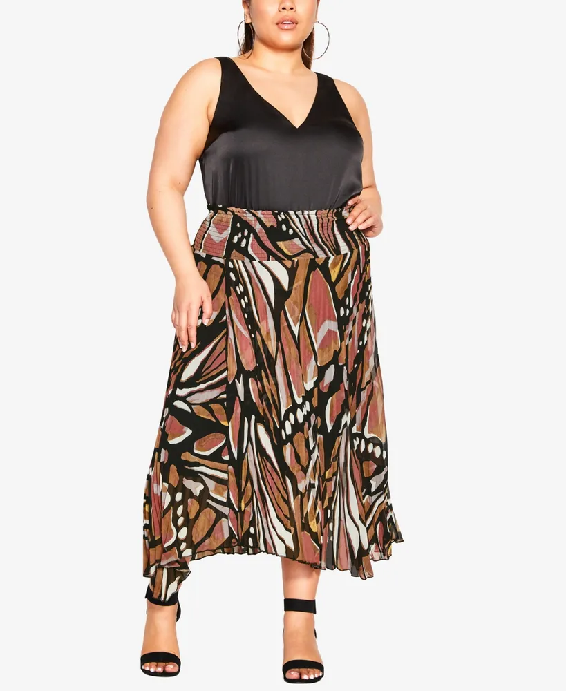 City Chic Plus Sabrina Print Skirt