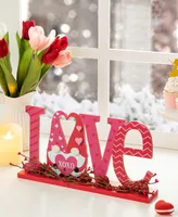 Glitzhome 14.25" L Valentine's Love Wooden Gnome Table Decor