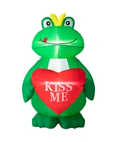 Glitzhome 6' H Lighted Valentine's Inflatable Frog with Heart Decor