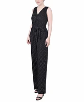 Ny Collection Petite Sleeveless Belted Jumpsuit