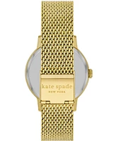 kate spade new york Women's Metro Three Hand Quartz Gold-Tone Stainless Steel Mesh Watch 34mm