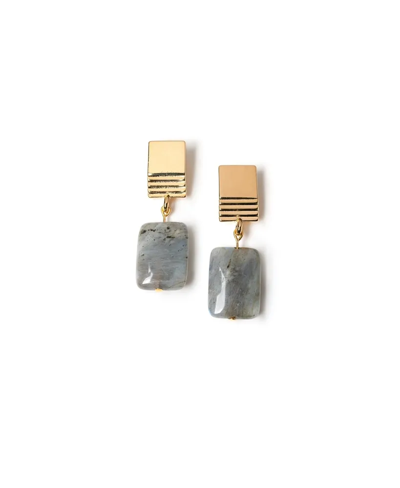 Vue By Sek Layered Square + Labradorite Earrings