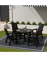 WestinTrends 5 Piece Outdoor Patio Dining Round Table and Modern Armchair Set