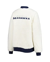 Women's G-iii 4Her by Carl Banks Oatmeal, College Navy Seattle Seahawks Switchback Reversible Full-Zip Jacket