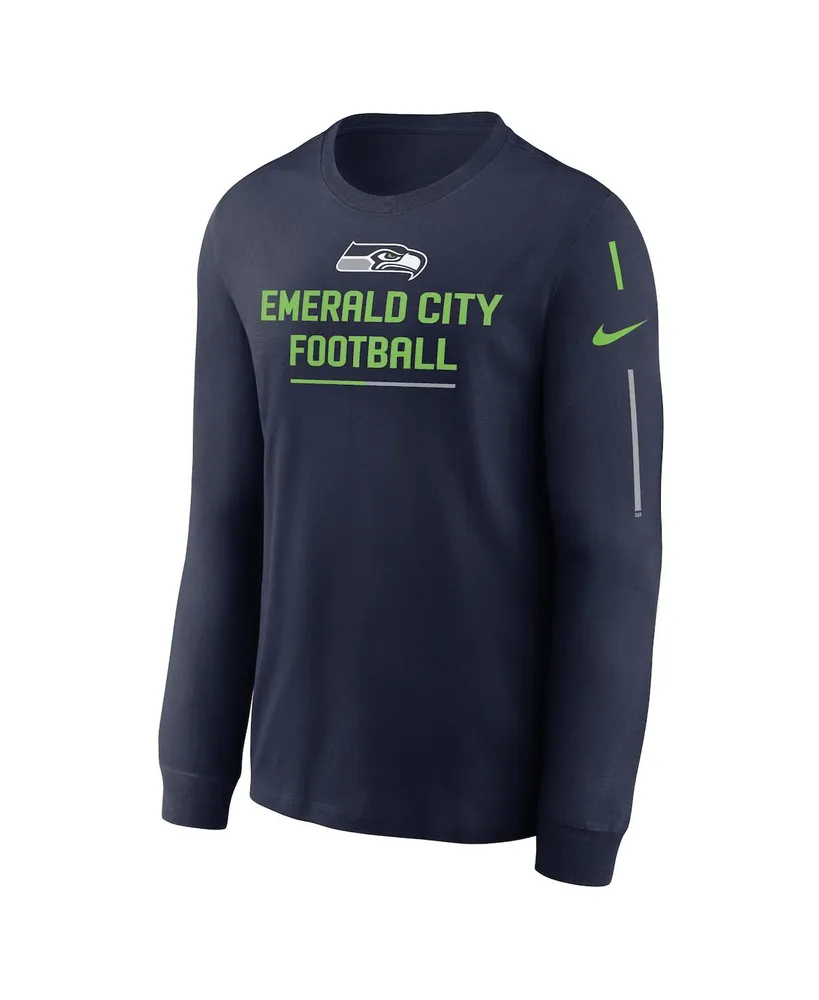 Men's Nike College Navy Seattle Seahawks Team Slogan Long Sleeve T-shirt
