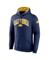 Men's Fanatics Navy Cal Bears Arch and Logo Tackle Twill Pullover Hoodie