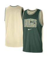 Men's Nike Hunter Green, Cream Milwaukee Bucks Courtside Versus Force Split Dna Performance Mesh Tank Top