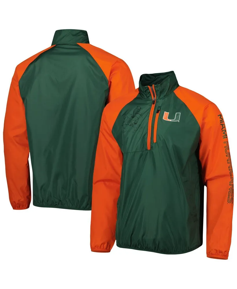 Men's G-iii Sports by Carl Banks Green Miami Hurricanes Point Guard Raglan Half-Zip Jacket