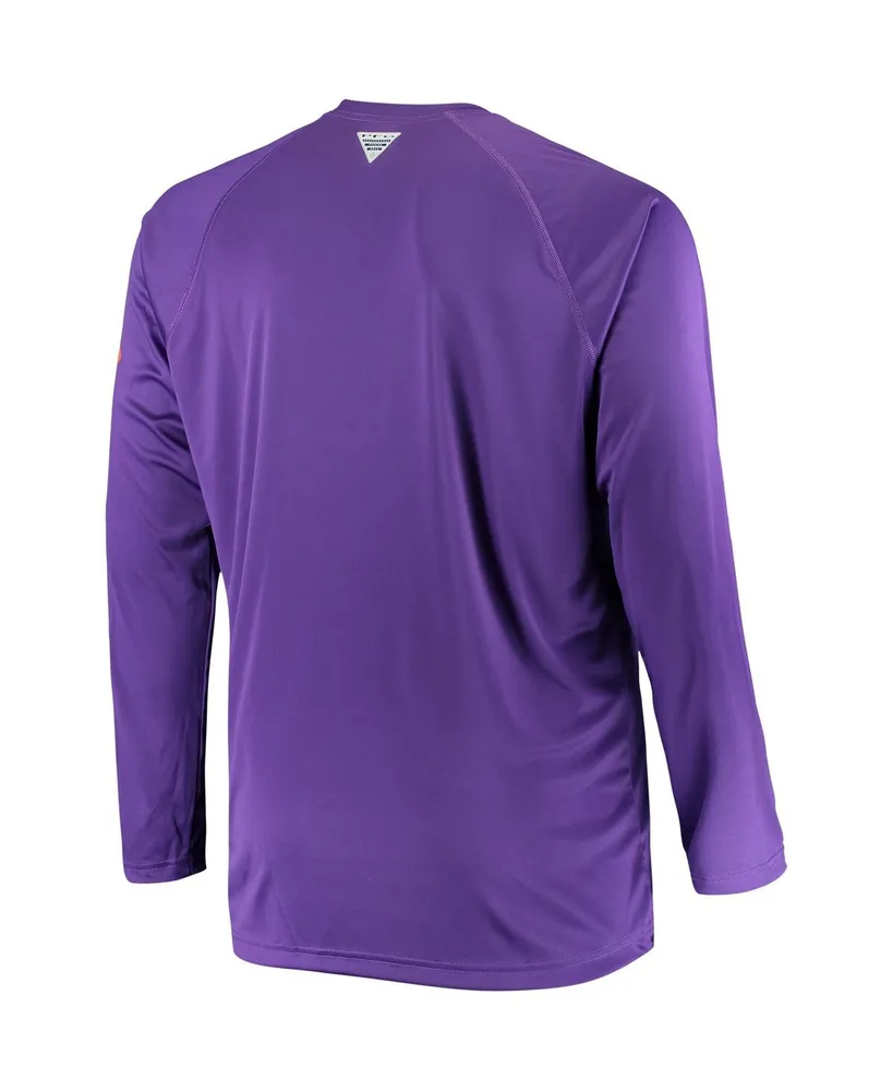 Men's Columbia Purple Clemson Tigers Big and Tall Terminal Tackle Long Sleeve Omni-Shade T-shirt