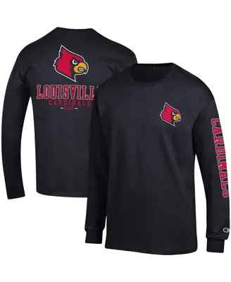 Men's Champion Black Louisville Cardinals Team Stack Long Sleeve T-shirt