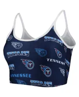 Women's Concepts Sport Navy, White Tennessee Titans Breakthrough Allover Knit Sports Bra