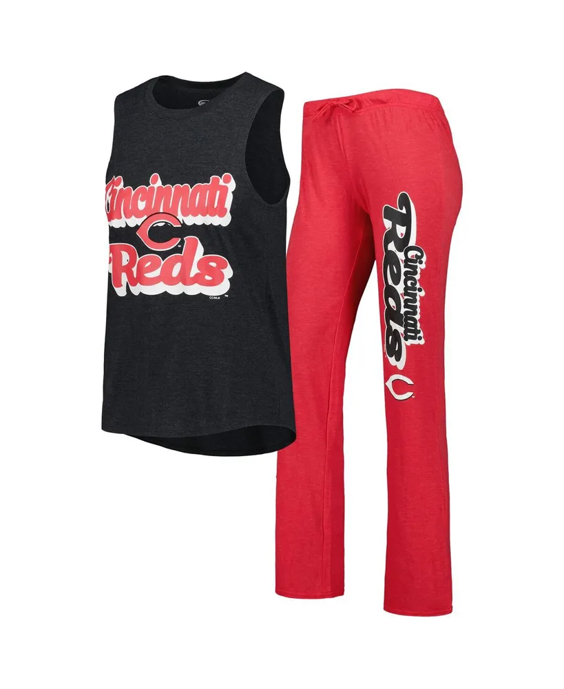 Women's Concepts Sport Heather Red, Black Cincinnati Reds Wordmark Meter Muscle Tank Top and Pants Sleep Set