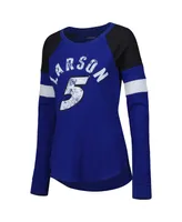 Women's G-iii 4Her by Carl Banks Royal Kyle Larson Action Tri-Blend Thermal Raglan Long Sleeve T-shirt