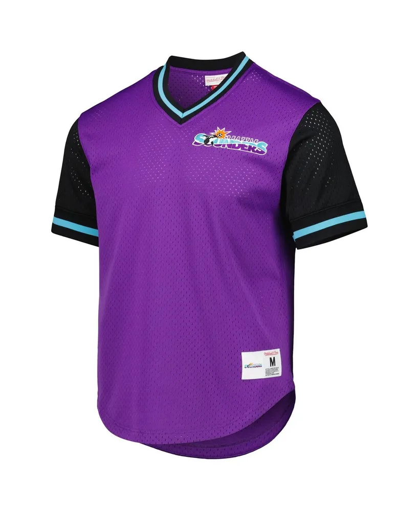 Men's Mitchell & Ness Purple Seattle Sounders Fc Mesh V-Neck T-shirt