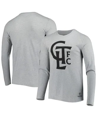 Men's Mitchell & Ness Heathered Gray Charlotte Fc Logo Long Sleeve T-shirt