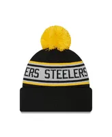 Preschool Boys and Girls New Era Black Pittsburgh Steelers Repeat Cuffed Knit Hat with Pom