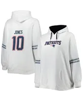 Women's Mac Jones White New England Patriots Plus Name and Number Pullover Hoodie