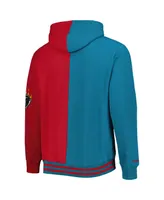 Men's Mitchell & Ness Teal, Red Detroit Pistons Big and Tall Hardwood Classics Split Pullover Hoodie