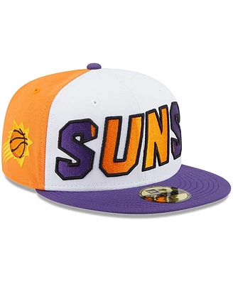 Men's New Era White, Purple Phoenix Suns Back Half 9FIFTY Fitted Hat