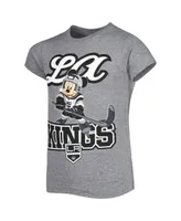 Youth Girls Heather Gray Los Angeles Kings Mickey Mouse Go Team T-shirt