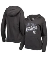 Women's Fanatics Heather Charcoal New York Yankees Simplicity Crossover V-Neck Pullover Hoodie