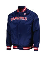 Men's Mitchell & Ness Navy New York Rangers Satin Full-Snap Varsity Jacket