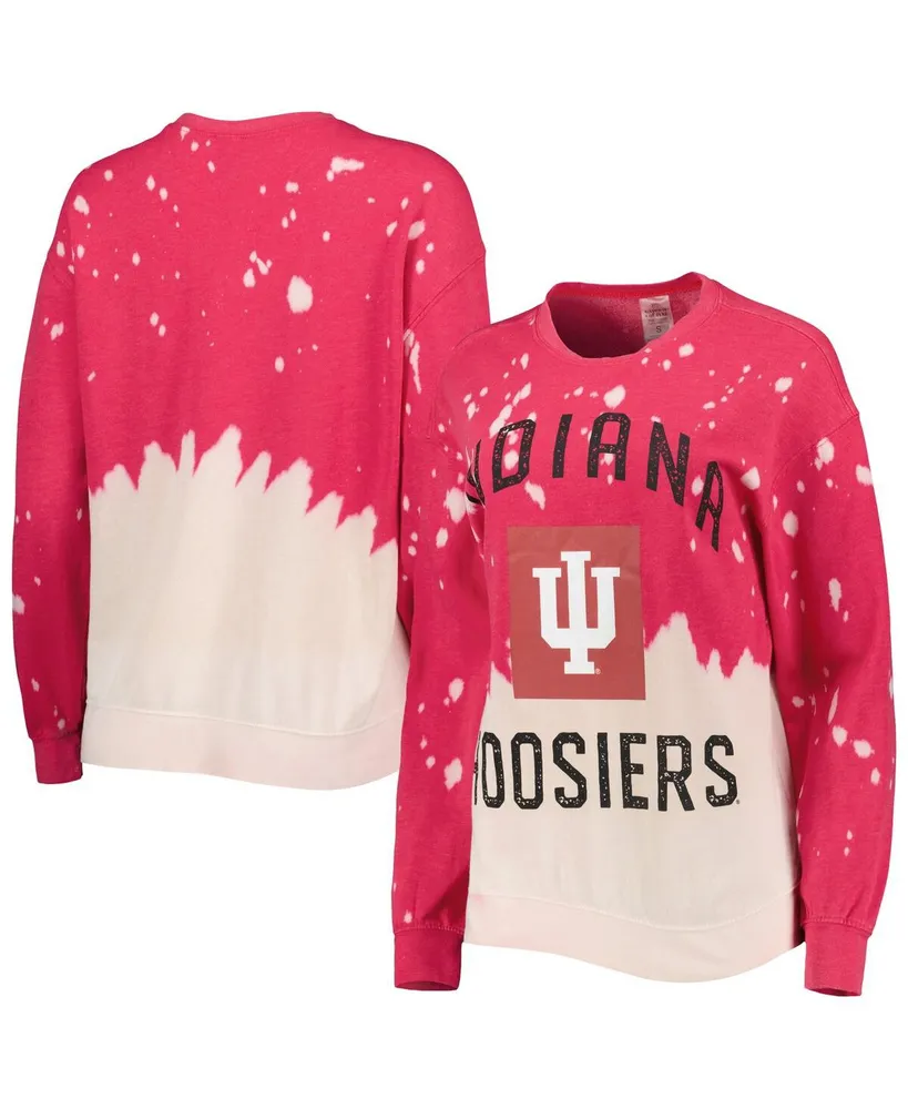 Women's Gameday Couture Crimson Indiana Hoosiers Twice As Nice Faded Dip-Dye Pullover Sweatshirt