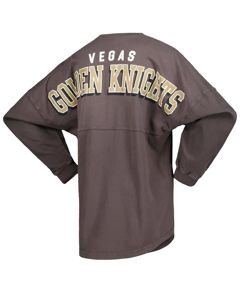 Women's Fanatics Charcoal Vegas Golden Knights Spirit Lace-Up V-Neck Long Sleeve Jersey T-shirt