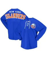 Women's Fanatics Royal New York Islanders Spirit Lace-Up V-Neck Long Sleeve Jersey T-shirt