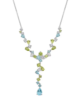Peridot (2-1/10 ct. t.w.), Blue Topaz (2-1/2 ct. t.w.) & White Topaz (1-1/4) Lariat Necklace in Sterling Silver, 17"