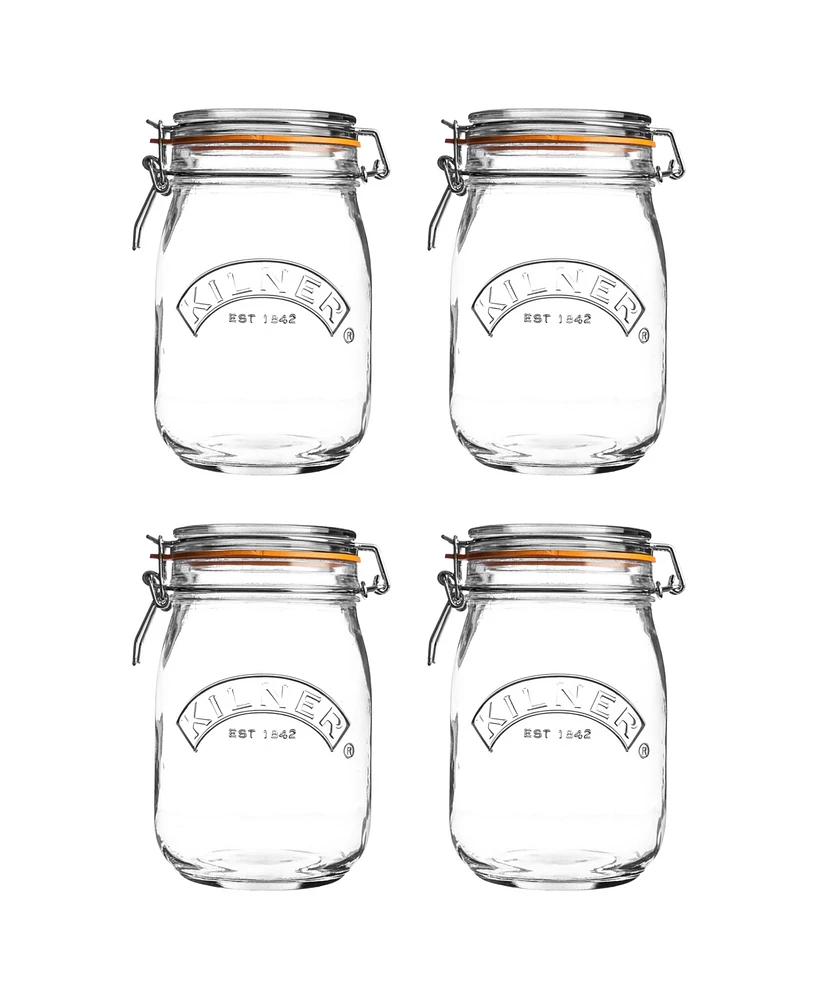Kilner Round Clip Top Jar 34 oz, Set of 4